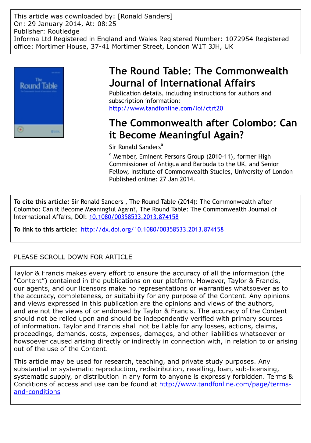 The Commonwealth After Colombo
