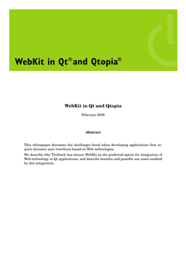 Webkit in Qt and Qtopia (2008)