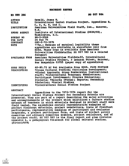 0BC-072-3576 NOTE 114P.; Because of Marginal Legibility These Appendices Are Available in Microfiche Only from EDRS