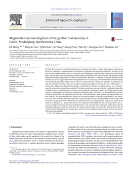Magnetotelluric Investigation of the Geothermal Anomaly in Hailin, Mudanjiang, Northeastern China