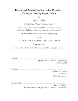 Hydrogen from Hydrogen Sulfide Ryan J. Gillis