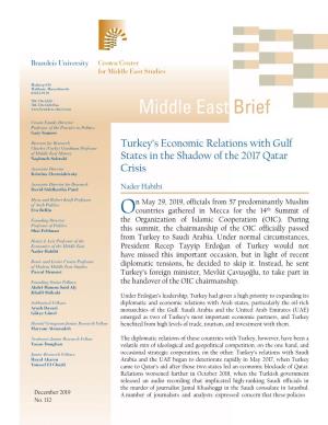 Turkey's Economic Relations with Gulf States in the Shadow of the 2017