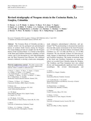 Revised Stratigraphy of Neogene Strata in the Cocinetas Basin, La Guajira, Colombia