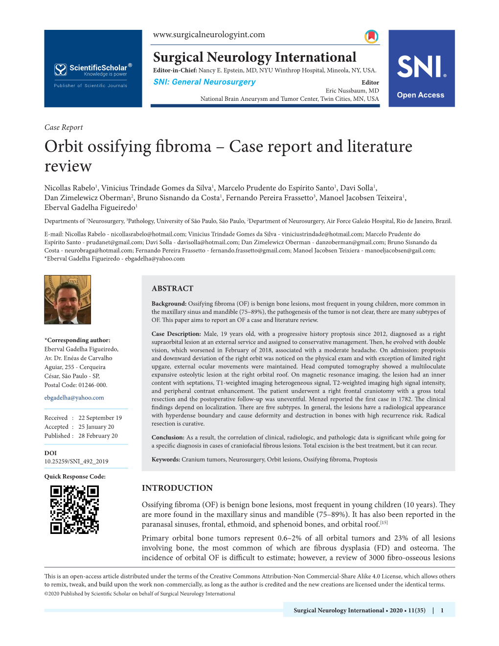 Orbit Ossifying Fibroma – Case Report and Literature Review