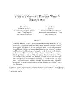 Wartime Violence and Post-War Women's Representation