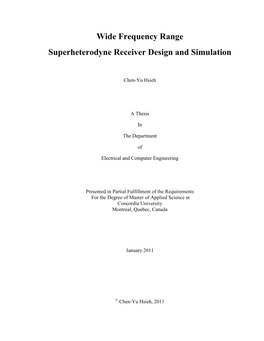 Wide Frequency Range Superheterodyne Receiver Design and Simulation