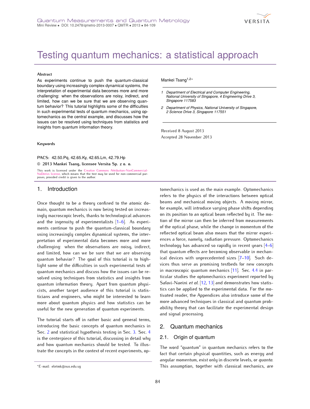 Testing Quantum Mechanics: a Statistical Approach