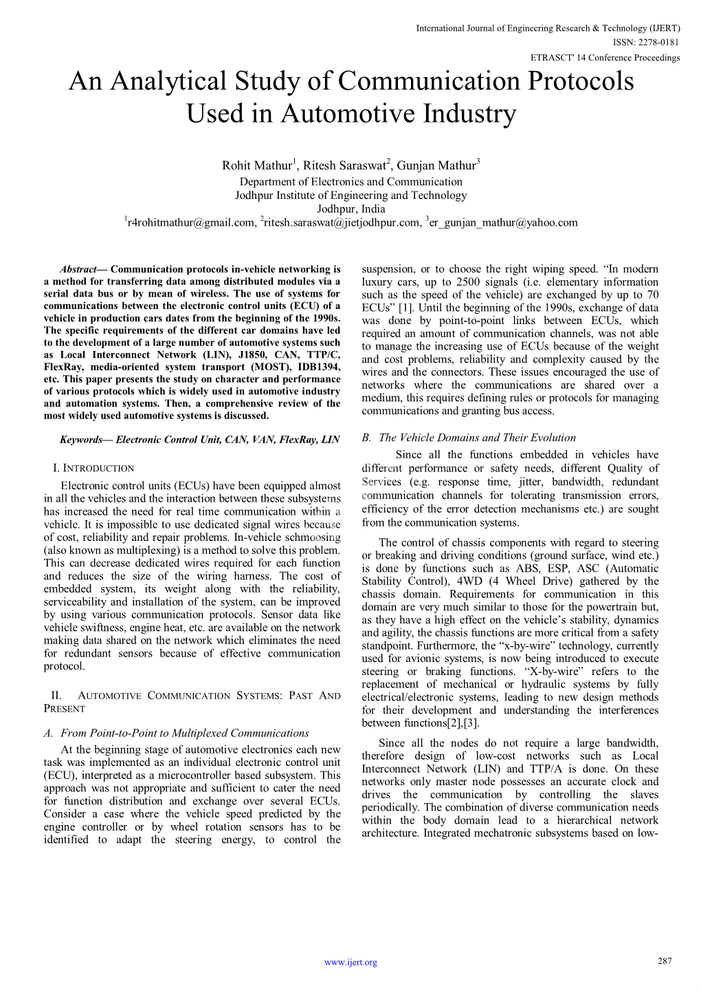 An Analytical Study of Communication Protocols Used in Automotive Industry