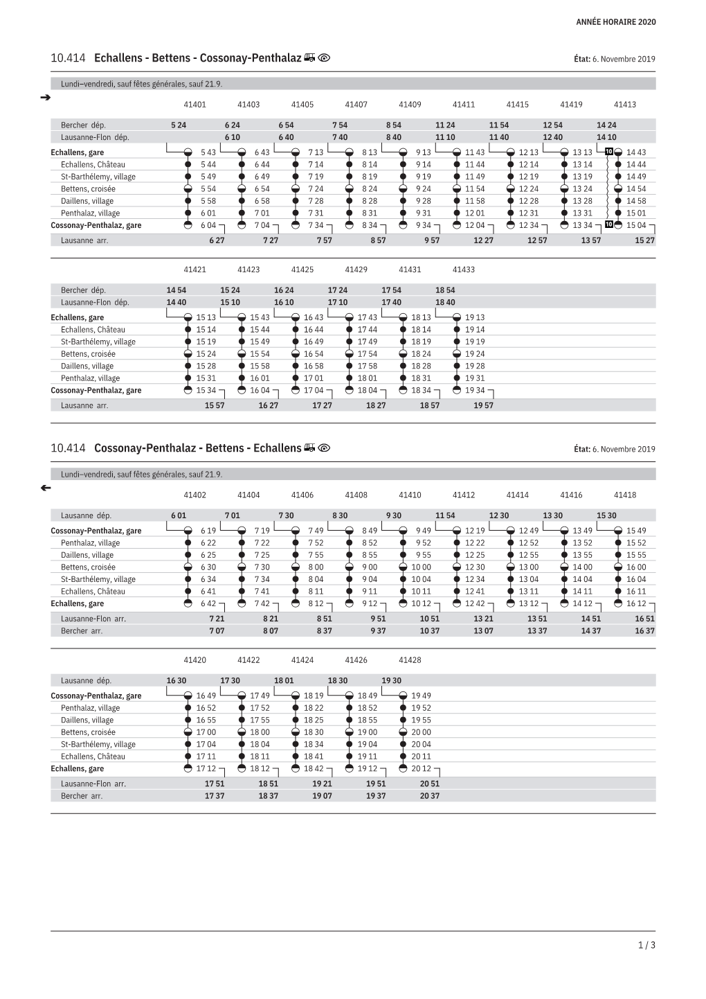 10.414 Echallens - Bettens - Cossonay-Penthalaz État: 6