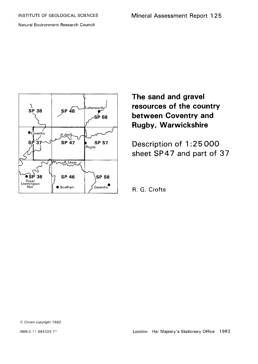 The Sand and Gravel Resources of the Country Between Coventry and Rugby, Warwickshire in Pocket