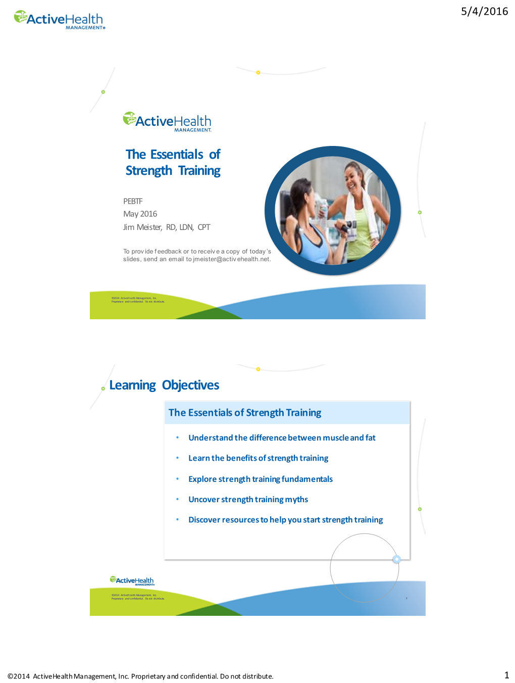 The Essentials of Strength Training Learning Objectives