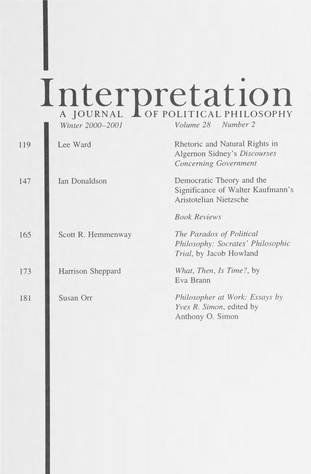 Interpretation: a Journal of Political Philosophy