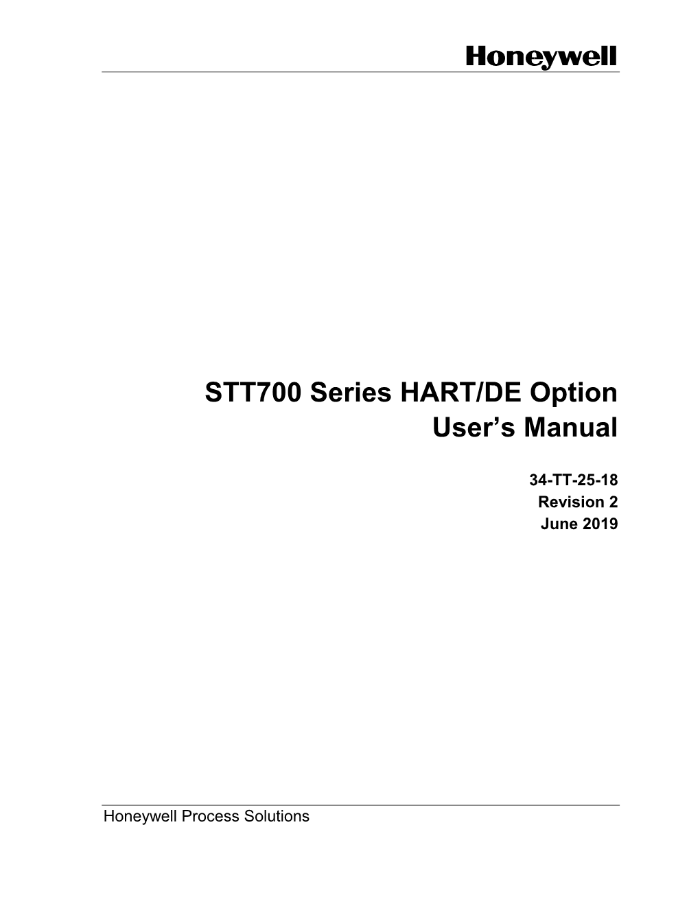 STT700 Series HART/DE Option User's Manual