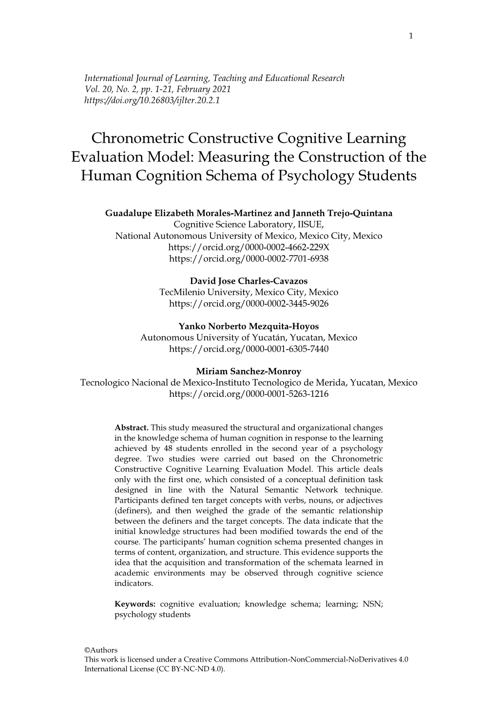 Measuring the Construction of the Human Cognition Schema of Psychology Students