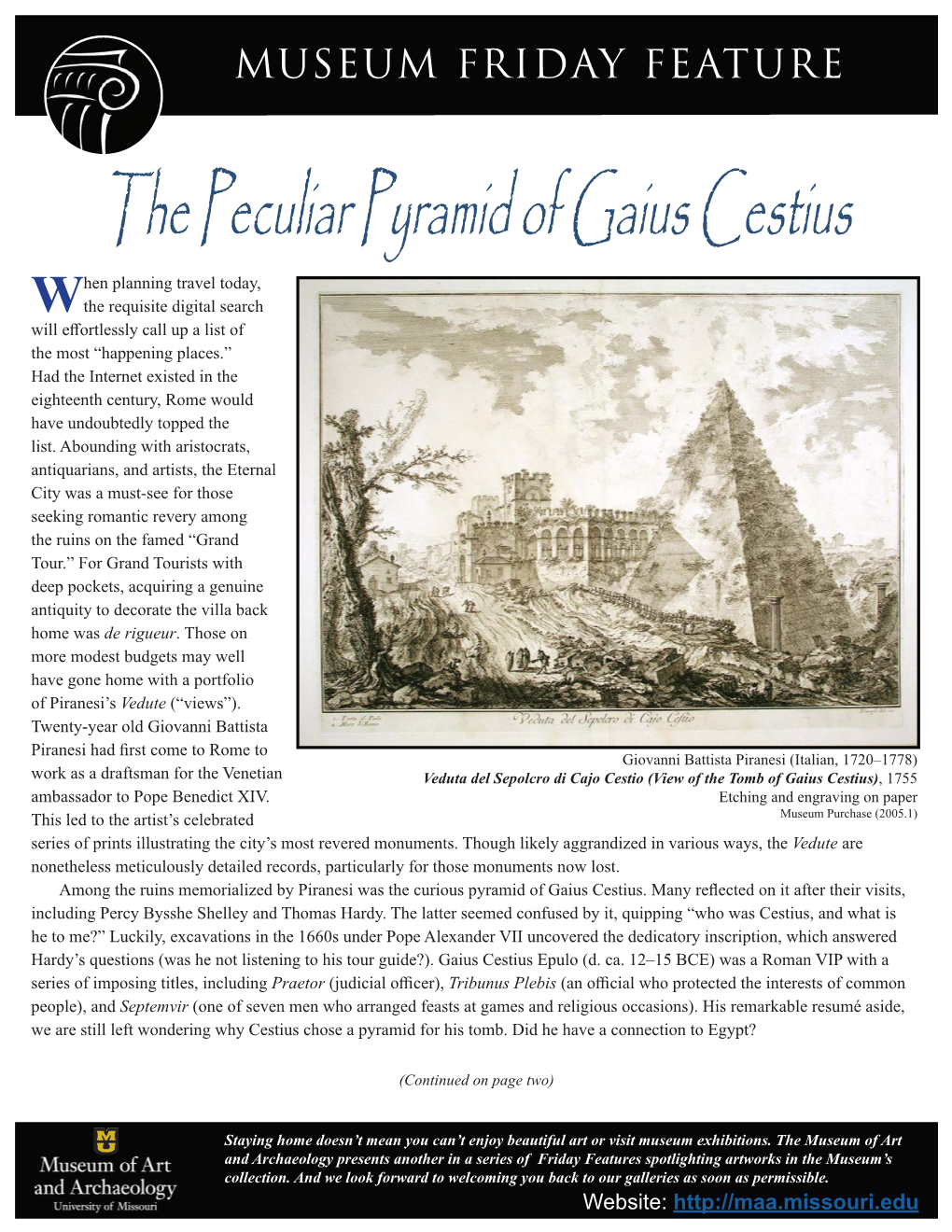 The Peculiar Pyramid of Gaius Cestius