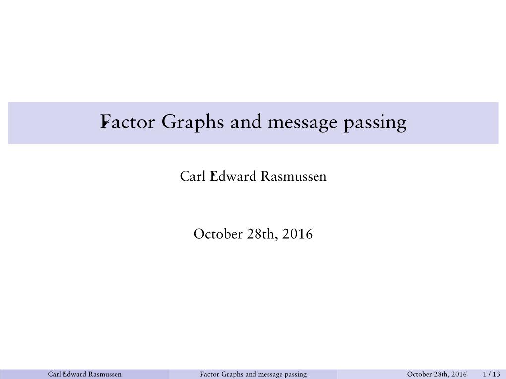 Factor Graphs and Message Passing