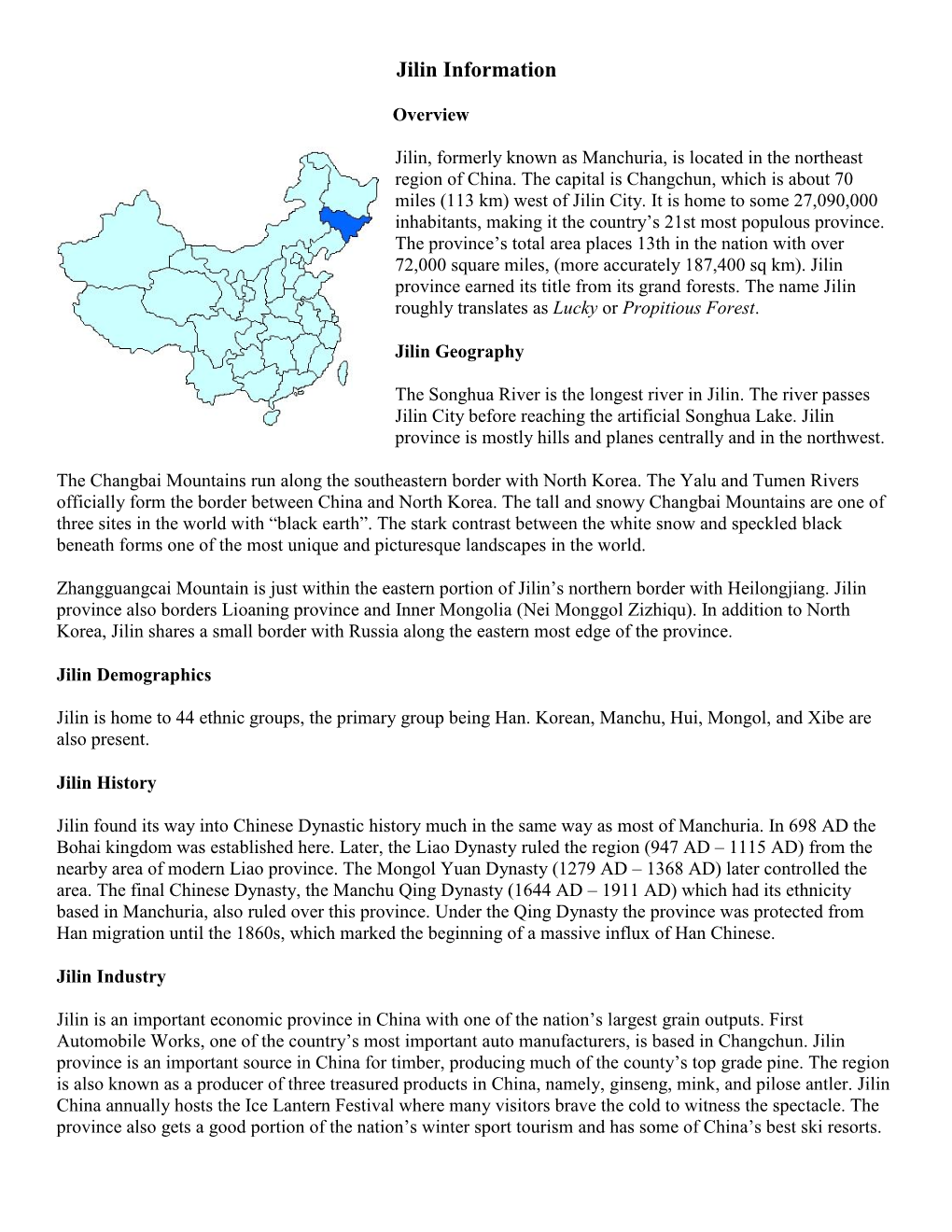 Jilin Information