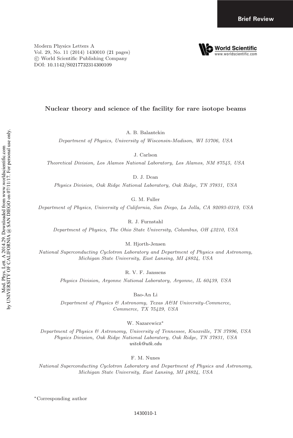 Nuclear Theory and Science of the Facility for Rare Isotope Beams