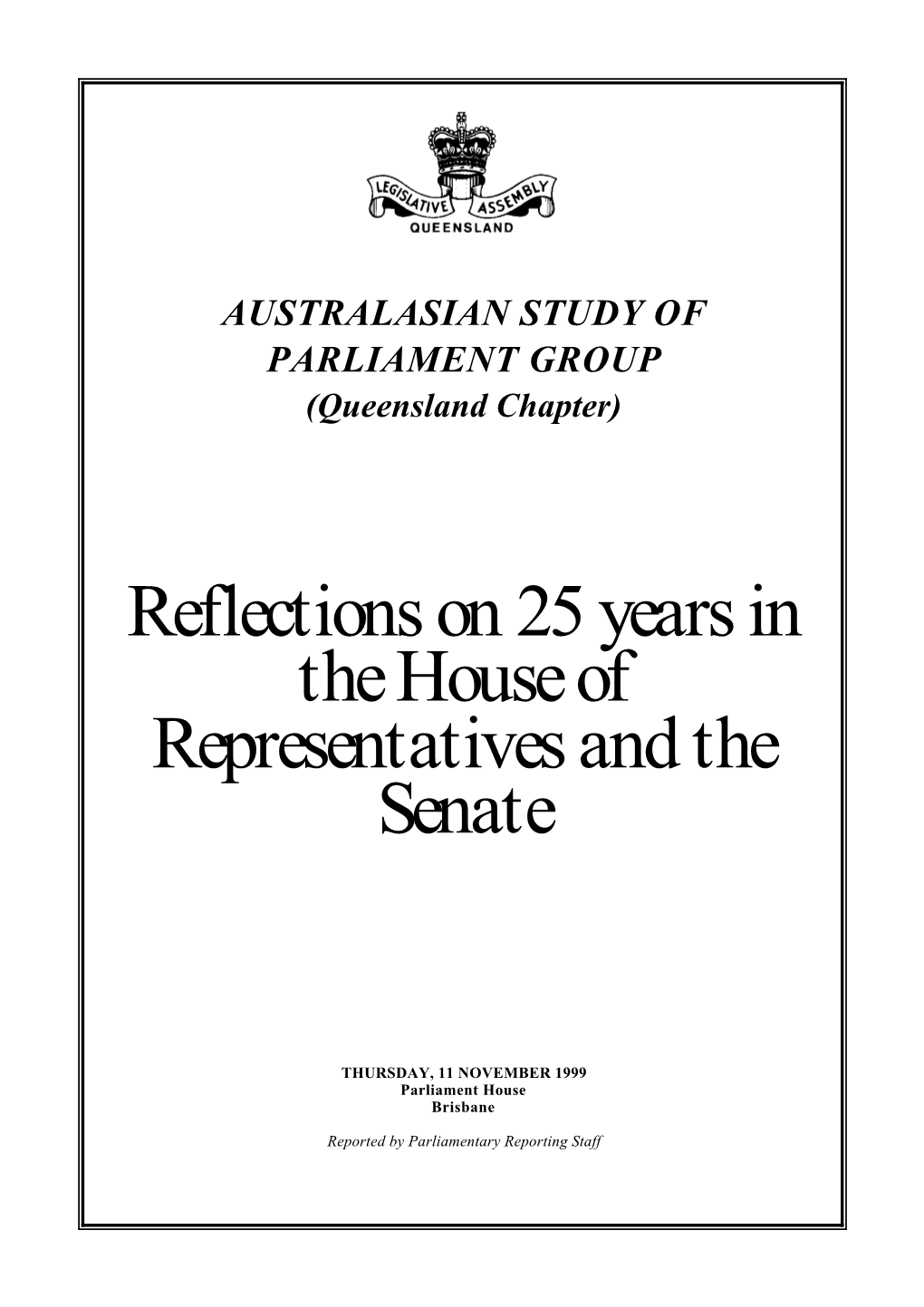 Reflections on 25 Years in the House of Representatives and the Senate