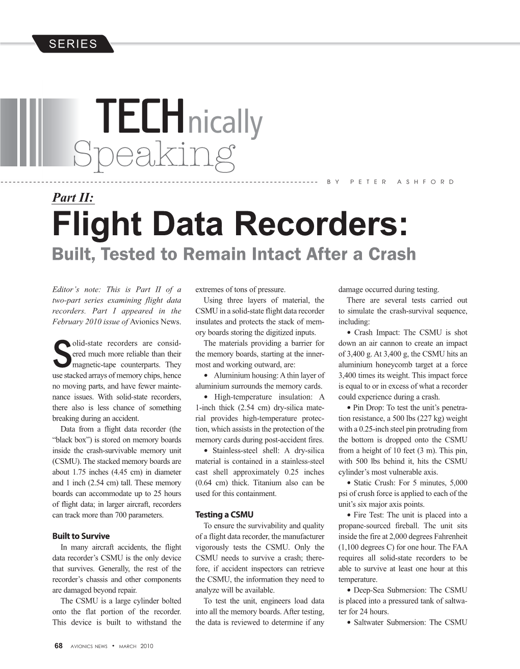 Flight Data Recorders: Built, Tested to Remain Intact After a Crash