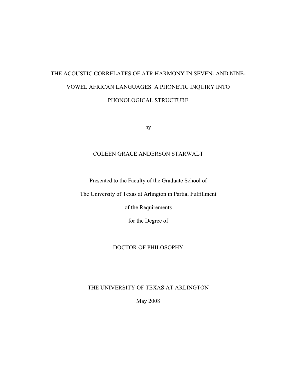 The Acoustic Correlates of Atr Harmony in Seven- and Nine