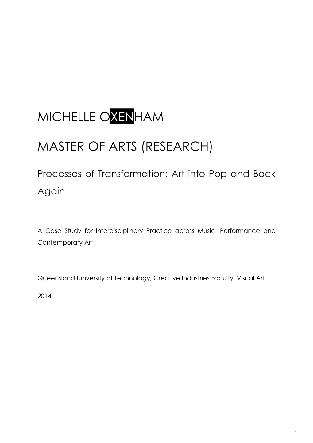 Michelle Oxenham Thesis