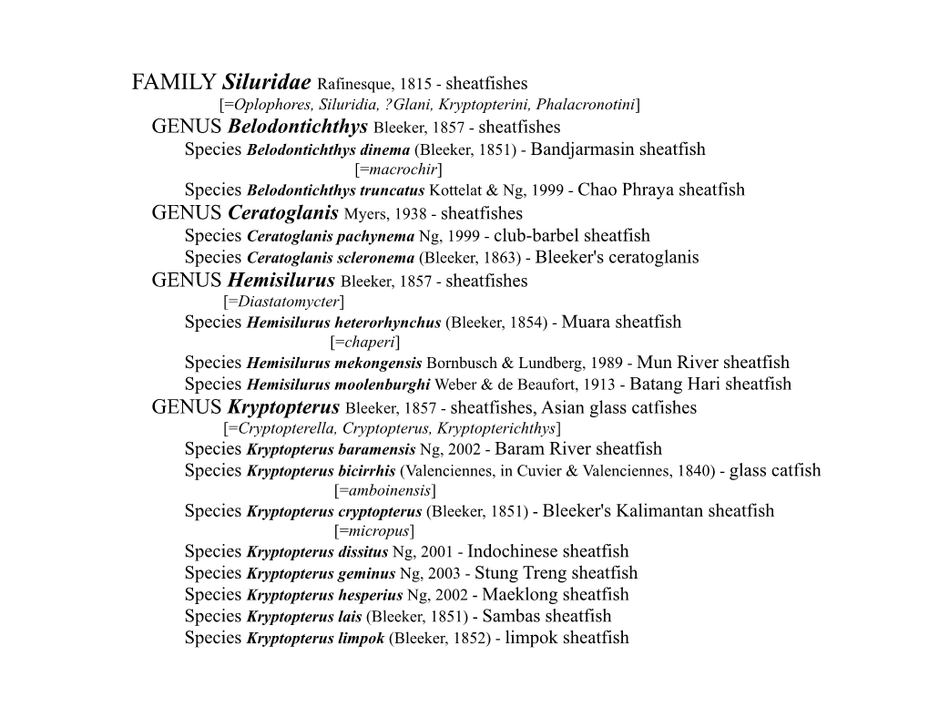 Family-Siluridae-Overview-PDF-Update.Pdf
