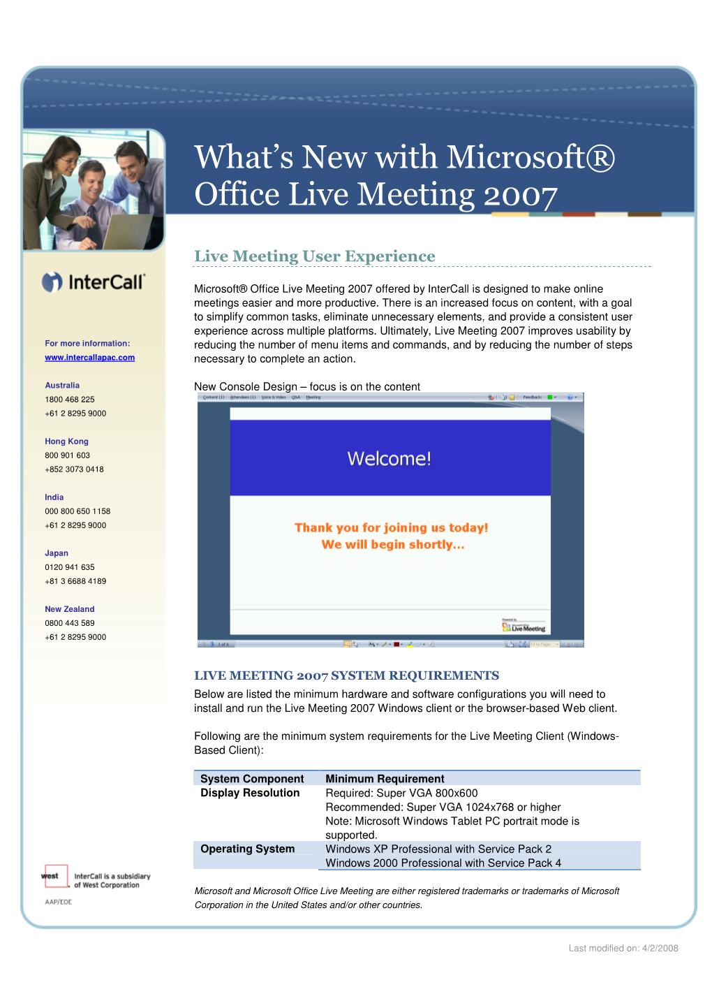 What's New with Microsoft® Office Live Meeting 2007