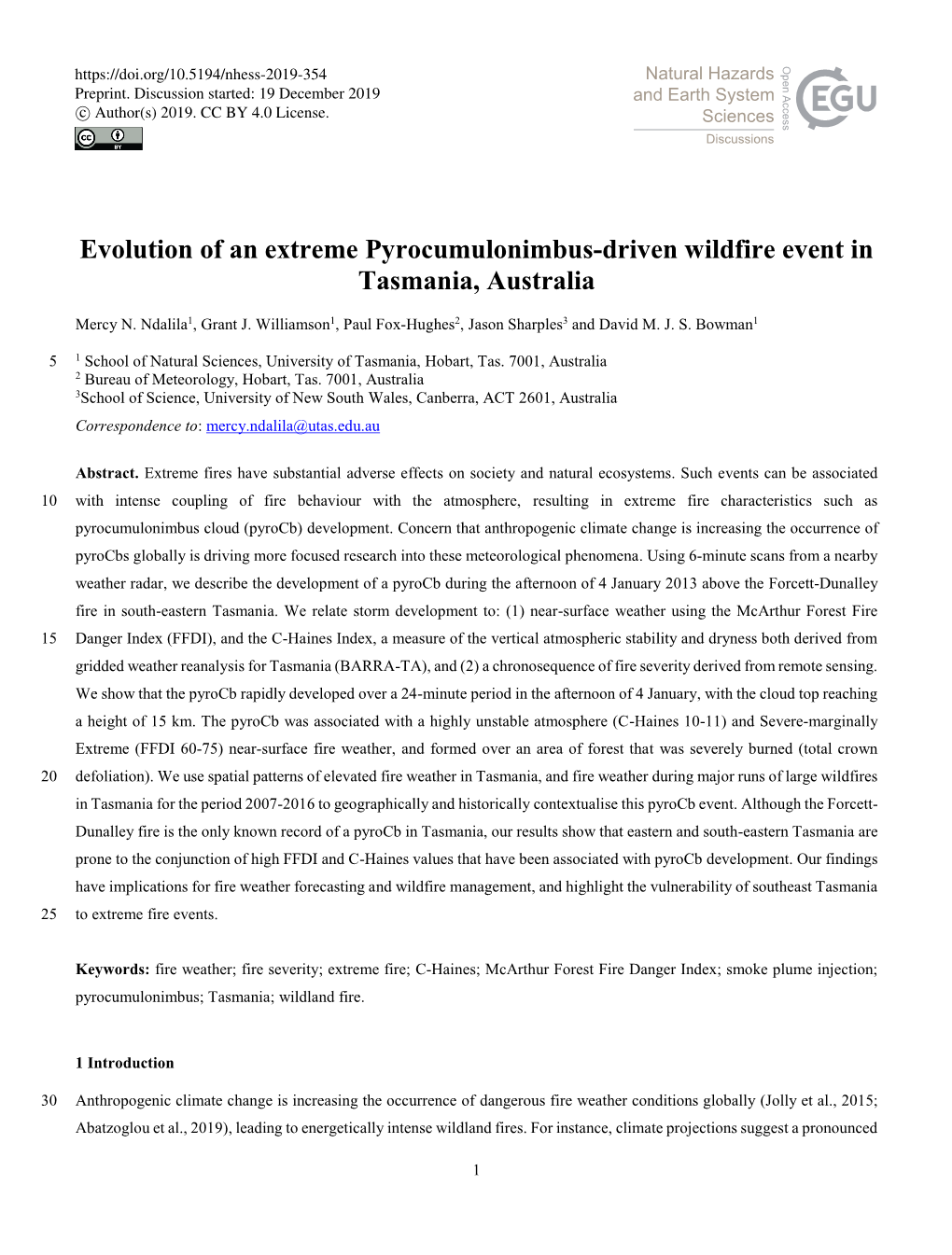 Evolution of an Extreme Pyrocumulonimbus-Driven Wildfire Event in Tasmania, Australia