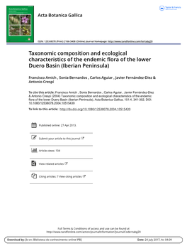 Taxonomic Composition and Ecological Characteristics of the Endemic Flora of the Lower Duero Basin (Iberian Peninsula)