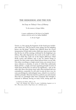 The Hedgehog and the Fox: an Essay on Tolstoy's View of History