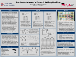 Implementation of a Four-Bit Adding Machine Bryanna Davison, Kristopher Cotten Santa Rosa Junior College