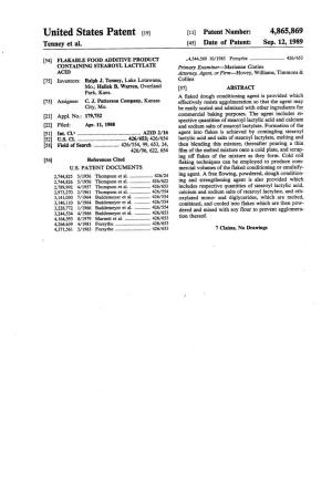 United States Patent (19) 11) Patent Number: 4,865,869 Tenney Et Al