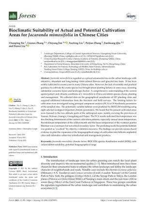 Bioclimatic Suitability of Actual and Potential Cultivation Areas for Jacaranda Mimosifolia in Chinese Cities