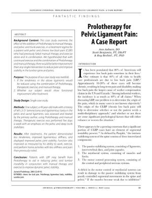 Prolotherapy for Pelvic Ligament Pain: a Case Report