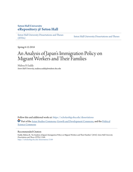 An Analysis of Japan's Immigration Policy on Migrant Workers And