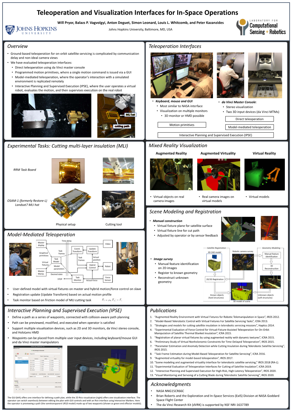 Teleoperation and Visualization Interfaces for In-Space Operations Will Pryor, Balazs P