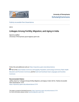 Linkages Among Fertility, Migration, and Aging in India
