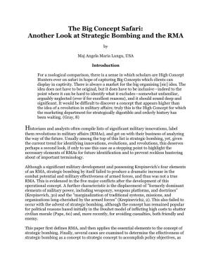 The Big Concept Safari: Another Look at Strategic Bombing and the RMA