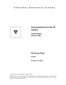 Intermediaries for the IP Market Working Paper