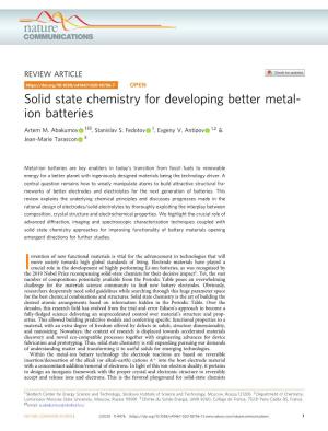Solid State Chemistry for Developing Better Metal-Ion Batteries