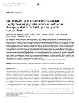 Oral Mucosal Lipids Are Antibacterial Against Porphyromonas Gingivalis, Induce Ultrastructural Damage, and Alter Bacterial Lipid and Protein Compositions