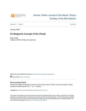 On Bergson's Concept of the Virtual