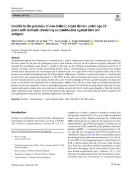 Insulitis in the Pancreas of Non-Diabetic Organ Donors Under Age 25 Years with Multiple Circulating Autoantibodies Against Islet Cell Antigens