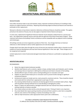 Architectural Metals Guidelines