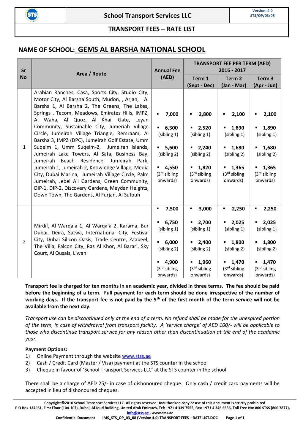 School Transport Services Llc (Sts)