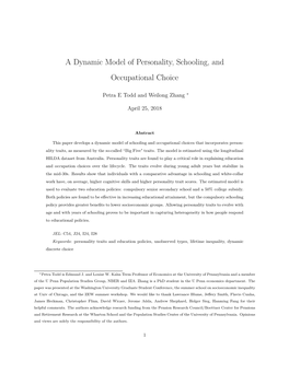 A Dynamic Model of Personality, Schooling, and Occupational Choice