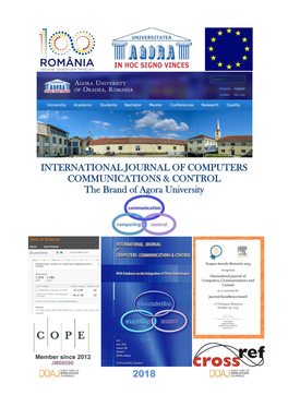 INTERNATIONAL JOURNAL of COMPUTERS COMMUNICATIONS & CONTROL the Brand of Agora University