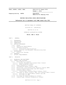 UFGS 26 20 00 Interior Distribution System