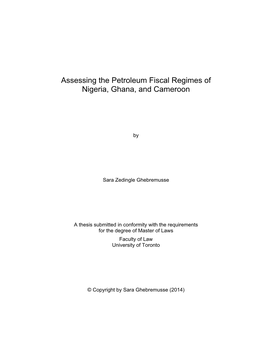 Assessing the Petroleum Fiscal Regimes of Nigeria, Ghana, and Cameroon
